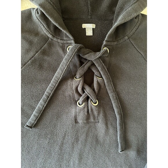 Aerie Black Sunwashed Desert Hoodie Sweatshirt Grommet Lace Up Hooded Size XL - Picture 3 of 9